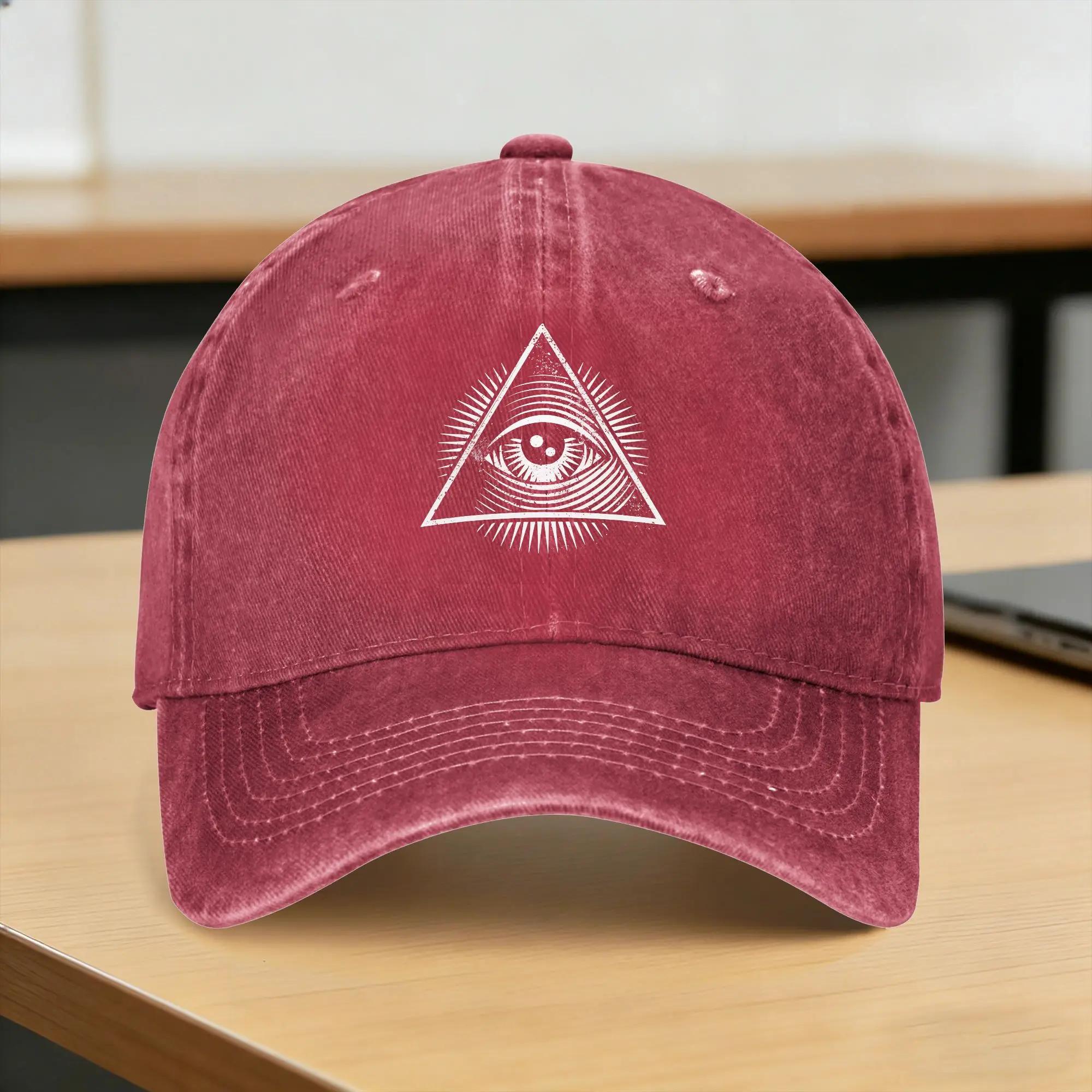 Freemason All Seeing Eye Washed Baseball Cap Classic Sun Trucker Hat Summer Unisex Women Outdoor Sport Baseball Caps One Size