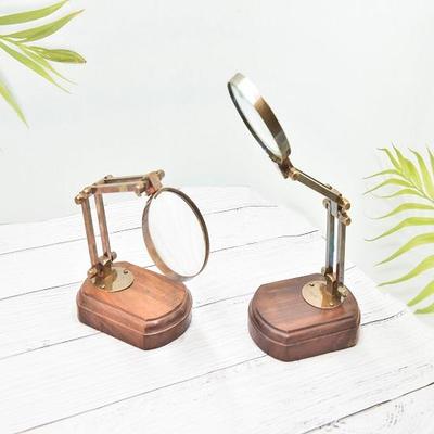 Desktop Magnifying Glass With Wooden Stand Movable Lens, Nautical Magnifier,  Map Reader, Jewellery Optical Lens