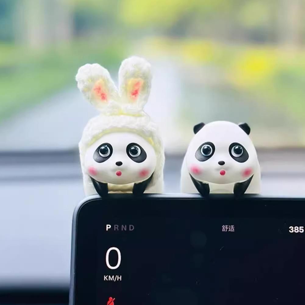 Auto-Armaturenbrett-Ornamente Panda Tiger für Auto-Mittelkonsolen-Dekoration Auto-Zubehör für Heim- und Bürodekoration Geschenke