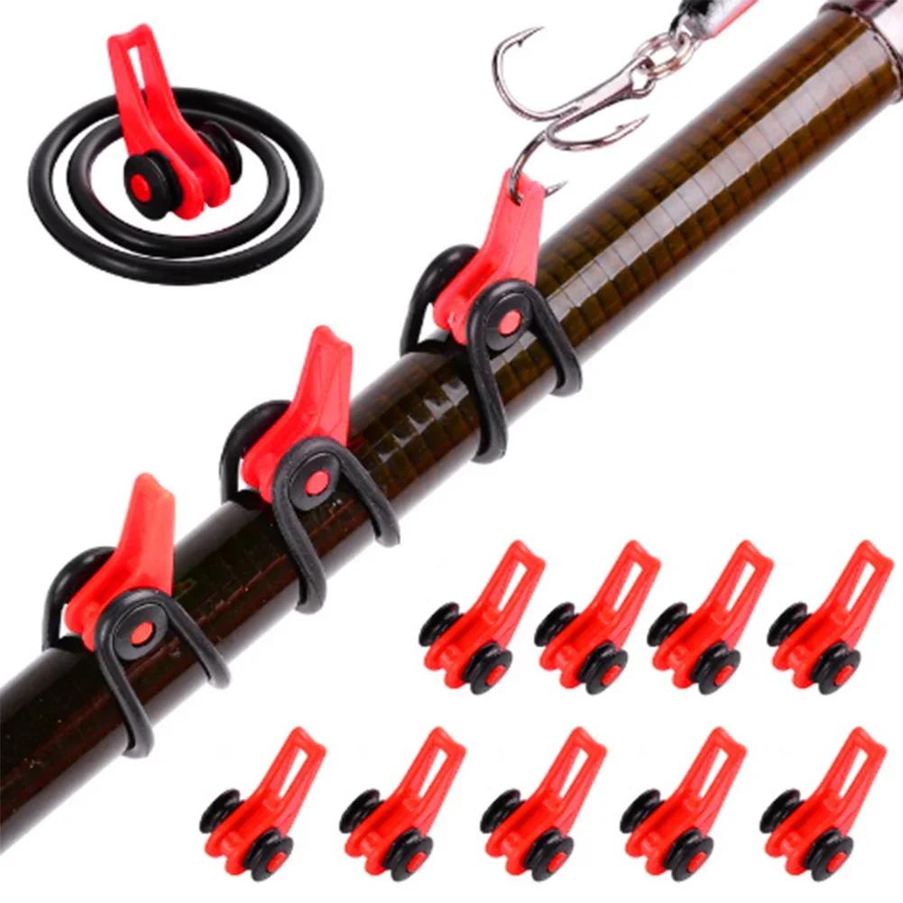 

10PCS Fishing Hook Keeper - Anti-Tangle Plastic Safety Holder Rubber Rings, Rod & Cork Handle Protector for Outdoor Fishing