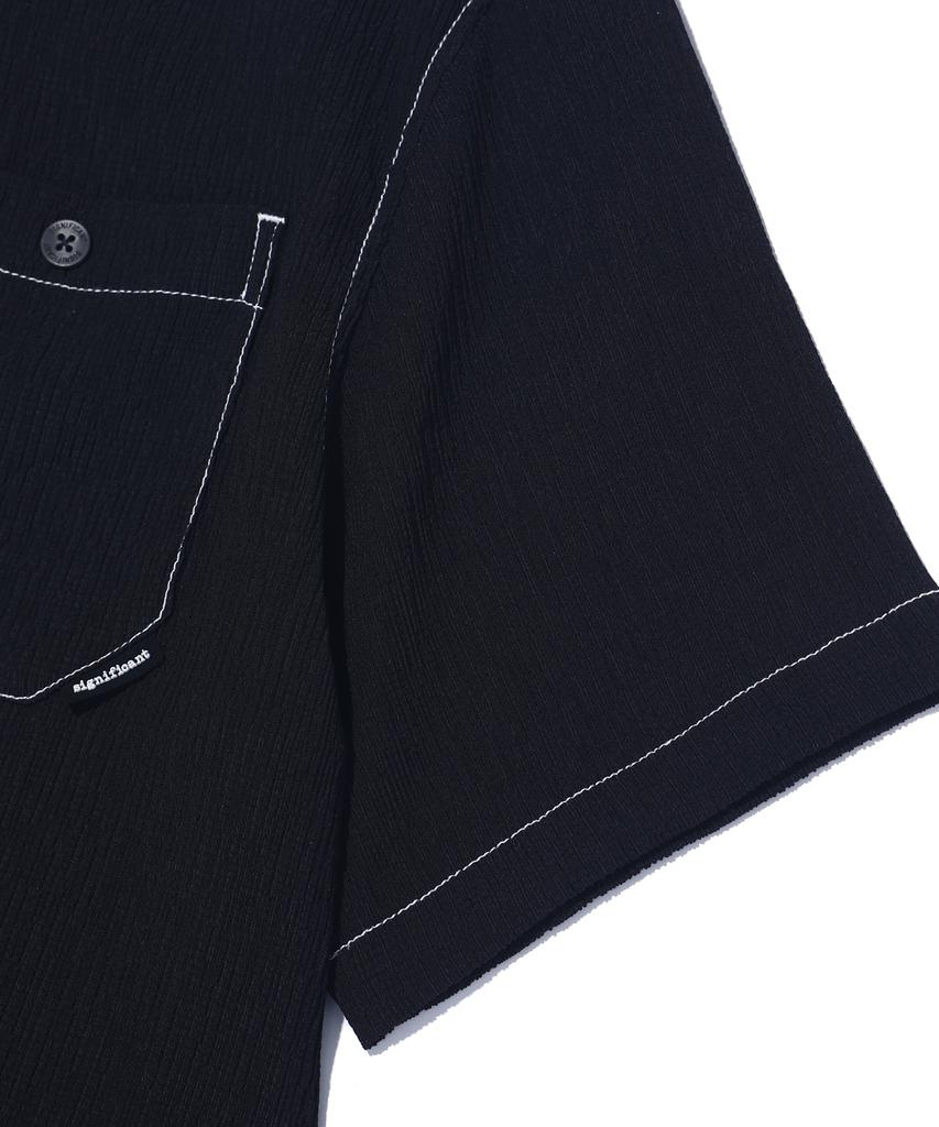 Sigeunipikeonteu Two-Pocket Pleated Short-Sleeve Shirt Lq2Yu357_Dark Grey