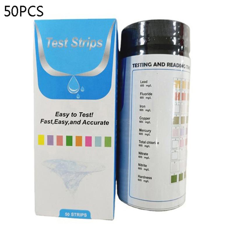 50Pcs 9In1 Ph Test Fish Tank Water Tropical Aquarium Pond Water Test Strips Kit