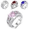 Elegant Women Ladies Rhinestone Princess Heart Shape Jewelry Wedding Ring