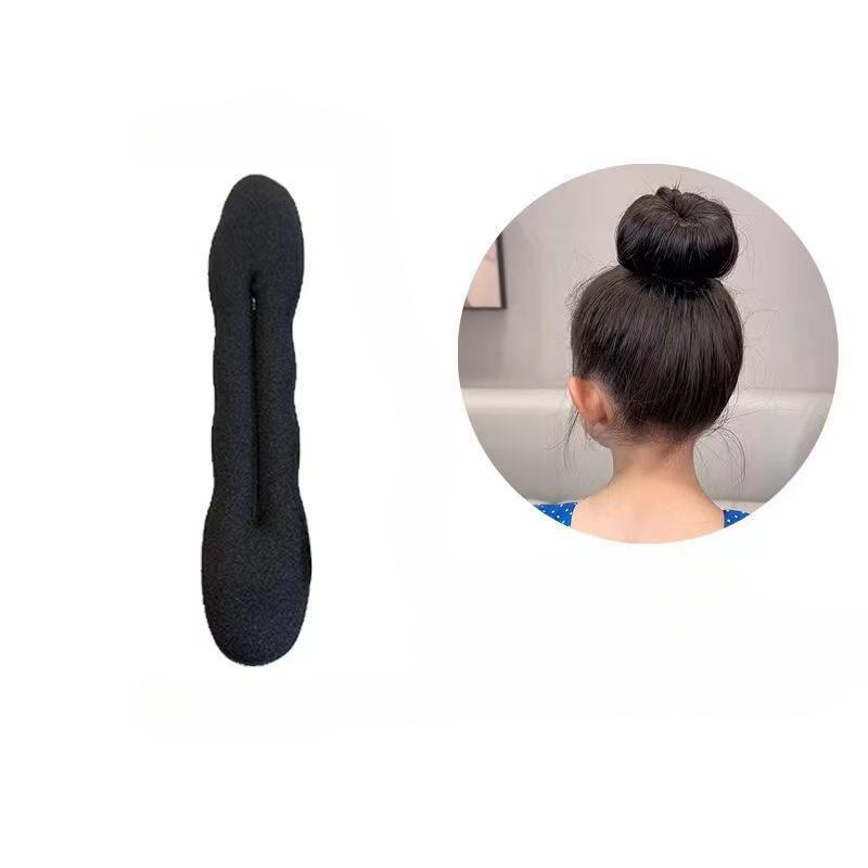 

Black Foam Sponge Scrunchie Hair Styling Fashion Styling for Women Bun Twist Curler Maker Magic Barrette Hair Donuts Twist Tools 23cm чорний