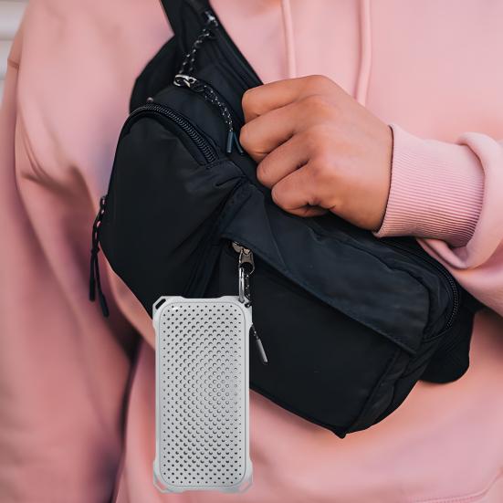 Battery Holder Portable Battery Case with Carabiner Shockproof Protective Cover for Apple Headset Power Pack Power Cord Holder Case