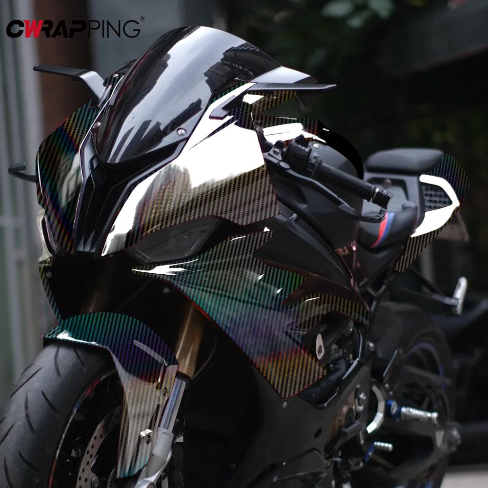Carbon Fiber Vinyl Film High Gloss Laser Black Motorcycle DIY Stickers Effect Wrap Sticker for Car Motorcycle Body Accessories