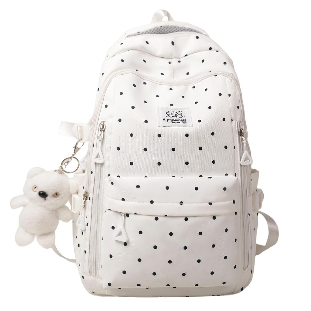 Polka Dot Backpack for Students: Large Capacity, Casual, for School & Outings