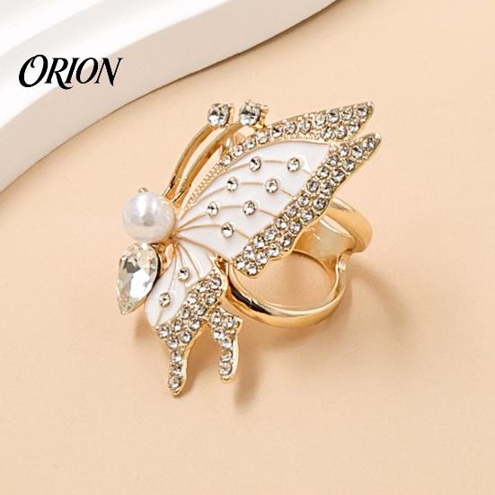 Women Scarf Accessory Rhinestone Butterfly Ring, Elegant Slide Sparkling Fashion Jewelry Holder Ring for Silk Scarves Shawls Shirts Neckerchiefs