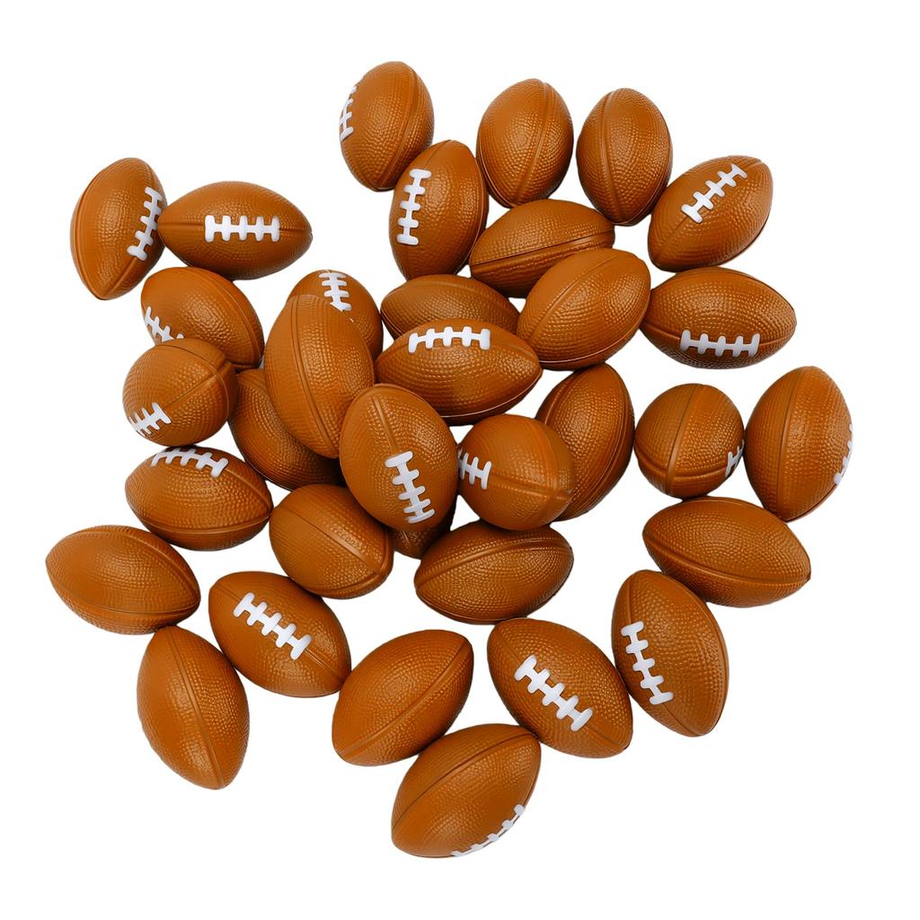 30pcs 5.5x 3.5cm Football Stress Balls Lifelike Slow Rebound Stress Relief Mini Footballs Party Favors for Travel