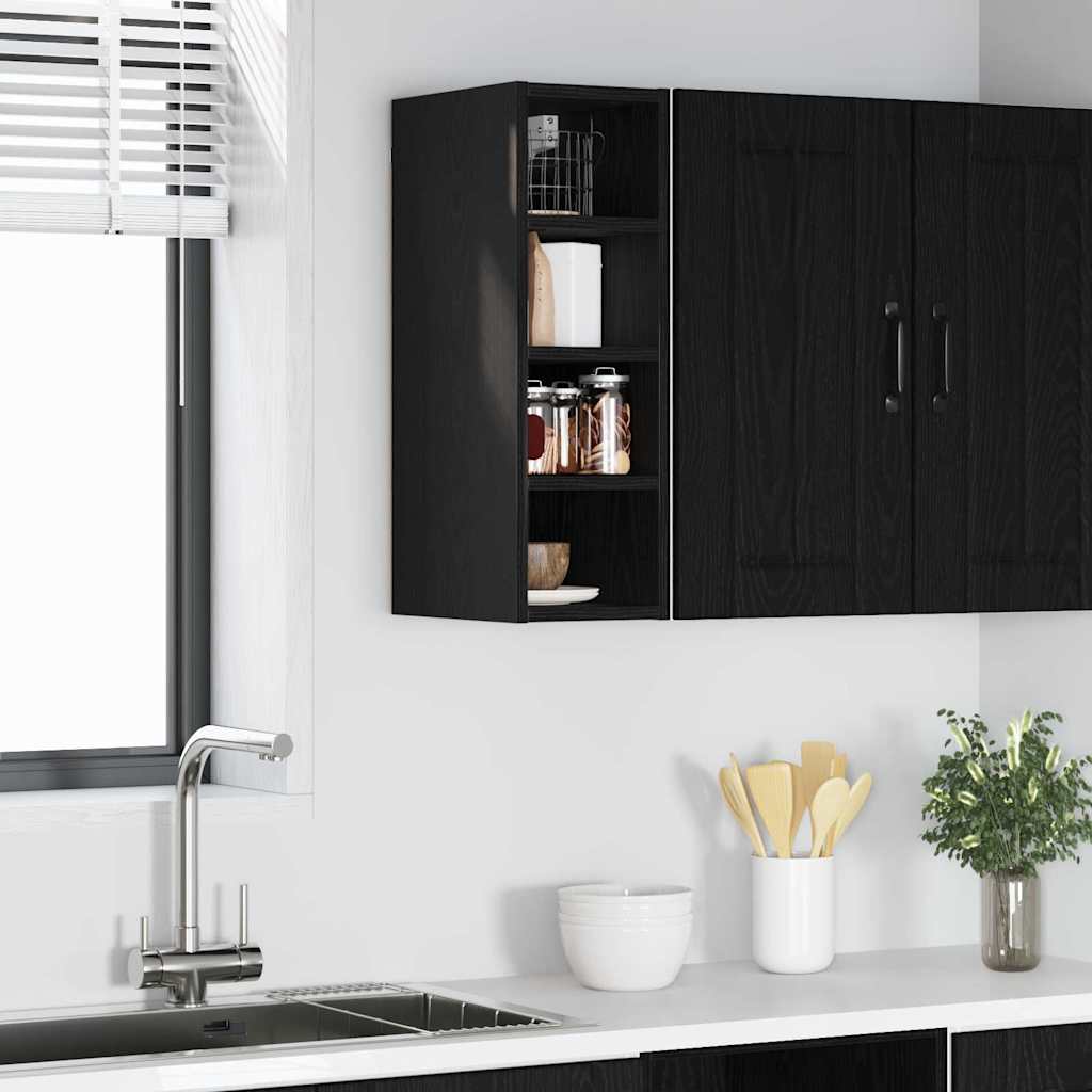 Wall Mounted Cabinet with Shelf Black Oak Effect 20 x 29.5 x 60 cm