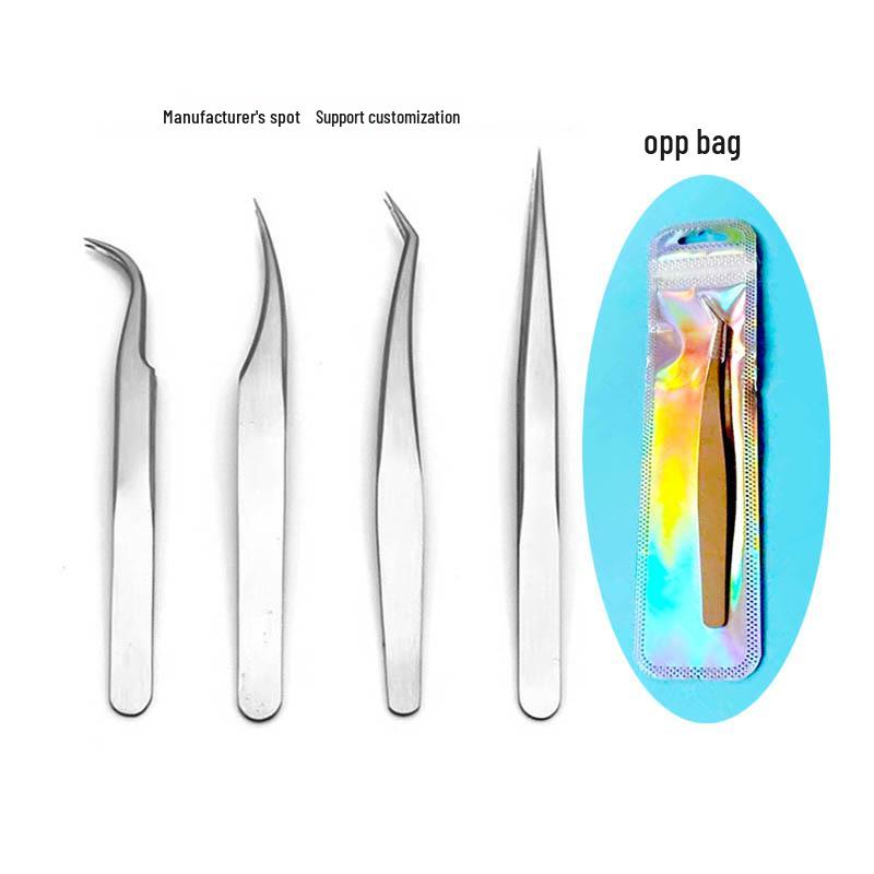 High-Precision Gold Feather Dolphin Eyelash Extension Tweezers for Lash Artists Dolphin Tweezer with Shiny Bag