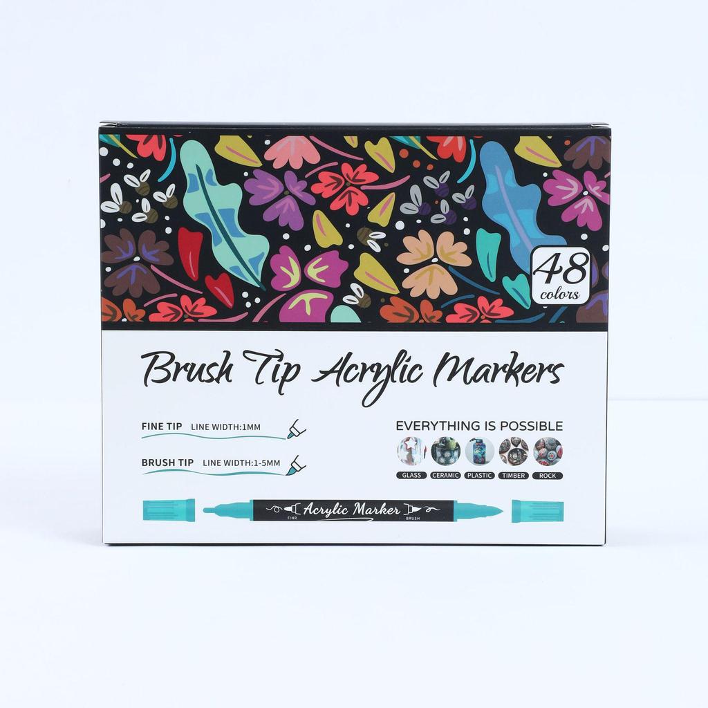 Double-headed Acrylic Marker Pens with Stackable Colors and Soft Brush Tips for Art Painting