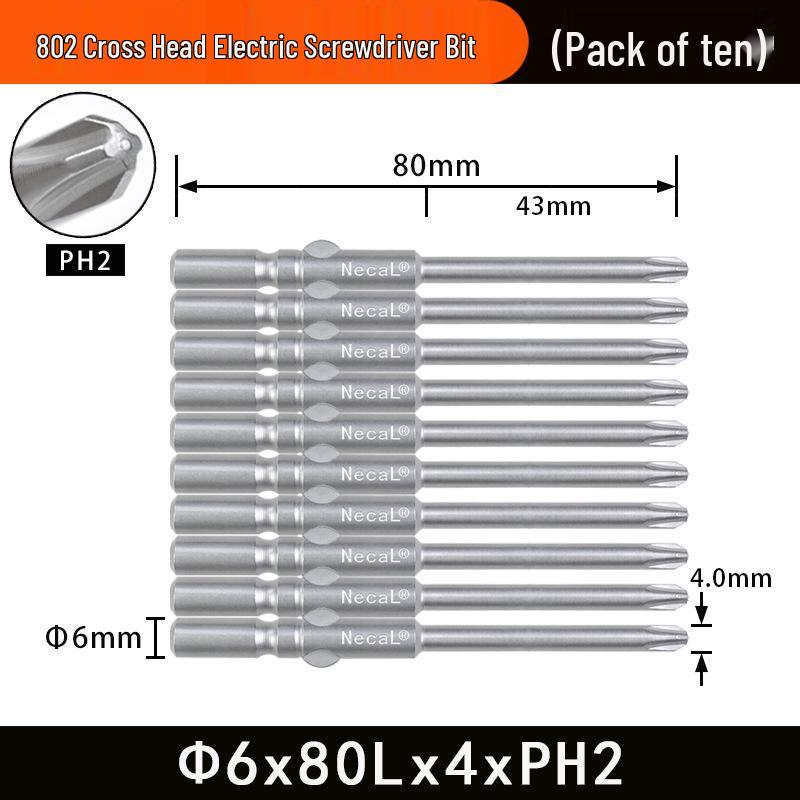 Nigao 802 Magnetic S2 Steel Electric Screwdriver Bit, 6mm, 60/80mm Length