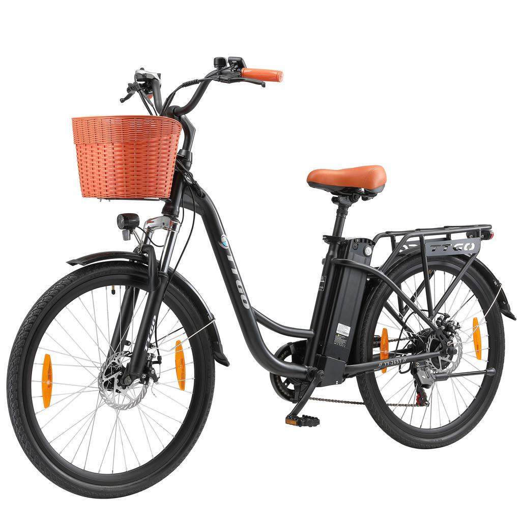 TTGO YY-26ST černobílý motor 250 W + odnímatelná baterie 36 V 14,5 Ah, pneumatiky 26 * 1,75 palce, Ximano 6stupňové městské silniční elektrické kolo s rychlostí 25 km/h