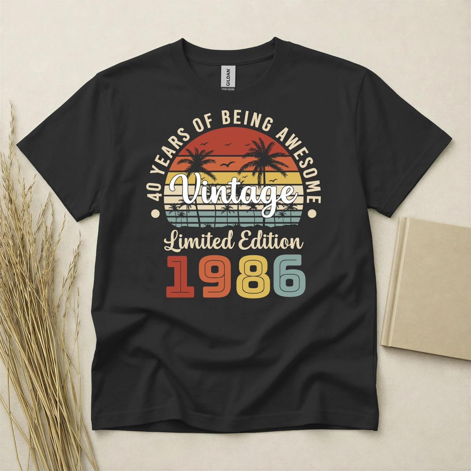 Vintage 1986 40th Birthday T Shirt Custom Year Gift Gildan Heavy Cotton Top M