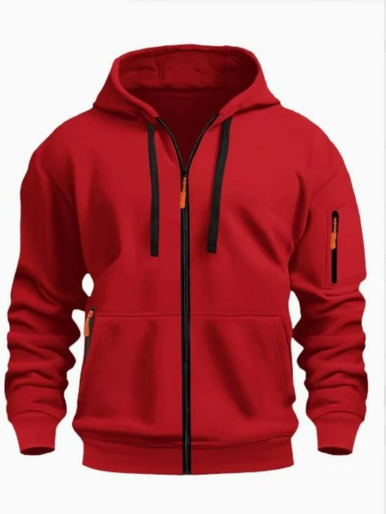 Europäischer Herren-Fleece-Kapuzenpullover Cardigan - Herbst/Winter Lässiger Sportstil, Kapuzenjacke Dick