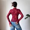 Ins Spring Sexy Single Layer Long Sleeve Slim Fit Lace Top Base Layer Fashion Daily Basic Office Lady Casual Slim Fit Ladies Elegant Long Sleeve Top