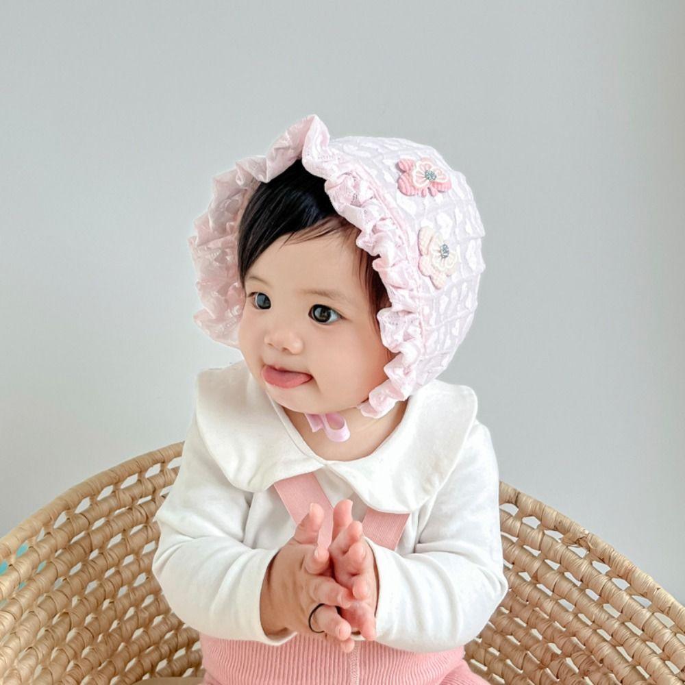 Lace Newborn Bonnets 0-12M Adjustable Sun Hat 2025 Infant Bonnet for Baby Girl