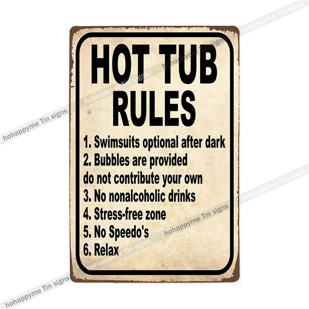 Funny Welcome To Our Hot Tub Metal Sign Vintage Poster Sandy Beach Bathroom Decor Painting Plate Bar Beer Wall Sticker 20x30cm