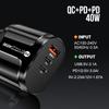 LED Travel Charger 2.4A USB + 2PD Type-C, EU/US Spec with Indicator Lights