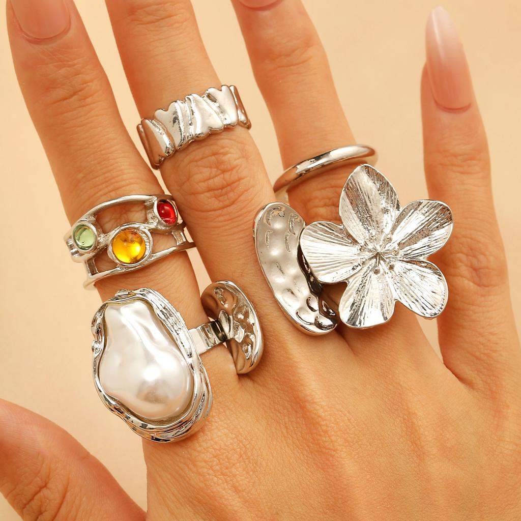 High-quality new ins style set ring, fashionable and creative, simple and good-looking electroplated joint ring 2026 wholesale