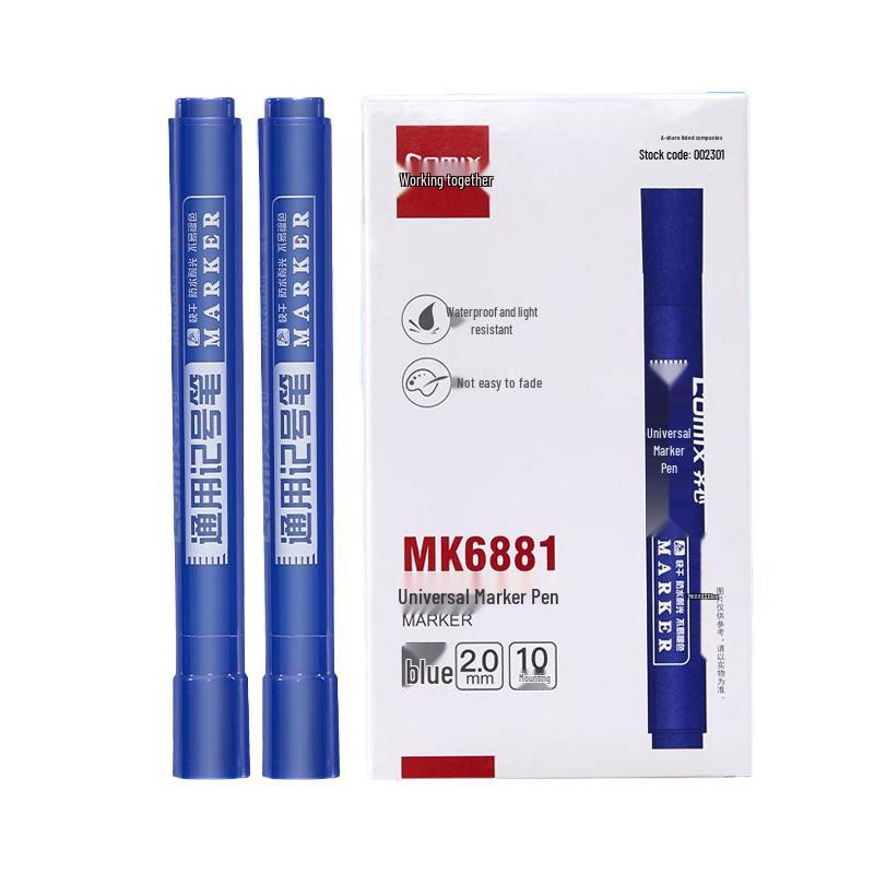 Qixin MK6881 Thick Tip Oil-Based Marker Pens, 10-Pack