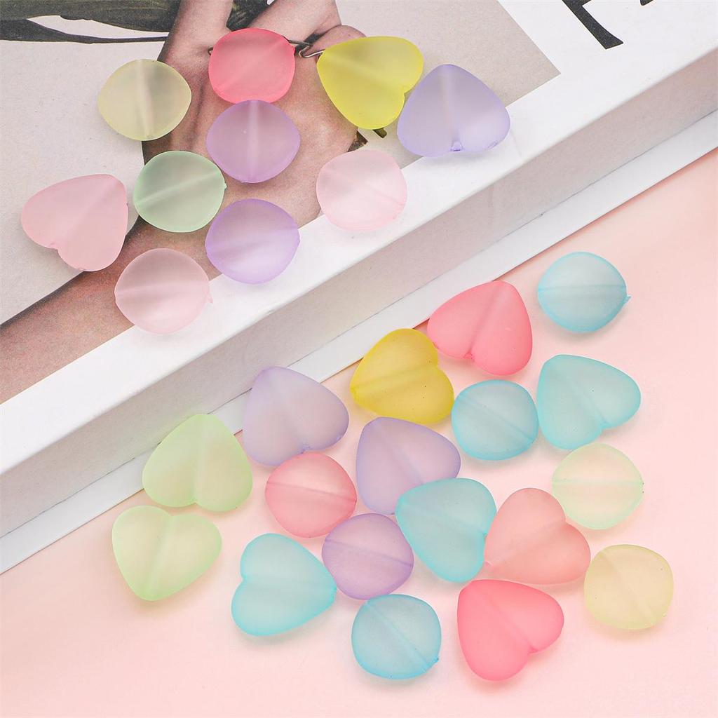 6Pcs Acrylic Frosted Beads Peach Heart Diamond Beads For DIY Necklace Bracelet Earrings Jewelry Making Craft Accessories