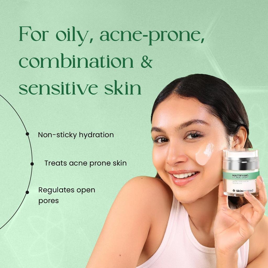 SkinInspired Mattifying Gel Based Moisturizer For Face | Fast Absorbing & Non Sticky Oil Free Moisturizer | Hydrating Ultra Light | For Oily, Comb