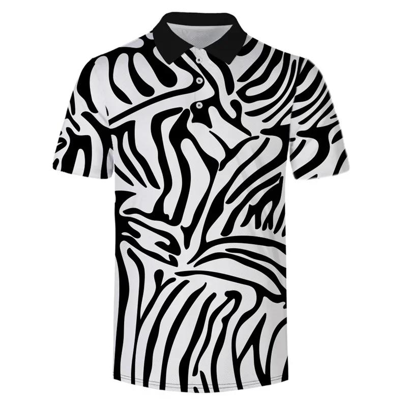 Summer Men's Fashion Short Sleeve Polo Shirt Colorful Pattern Design 3D Printed Outdoor Wear Comfortable Polyester Fiber