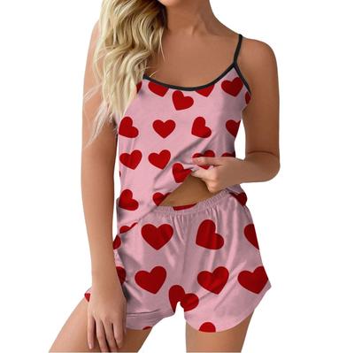 Bedrukte pyjama sets voor dames Zachte tweedelige loungewear sets Mouwloze tops Shorts Bijpassende pyjama's Nachtkleding