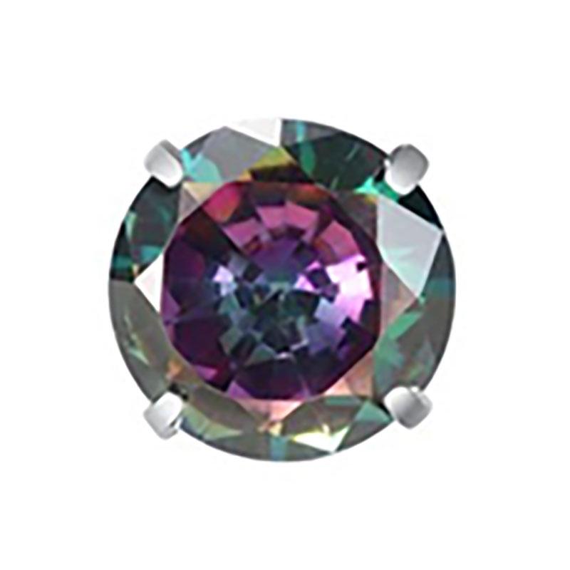 F136 Titanlegierung Steckerohrringe mit 5A Zirkonia, Vierzack-Rundfassung, Innengewinde Knorpel, Schalenboden Lippen- & Zungenpiercing-Ersatz.