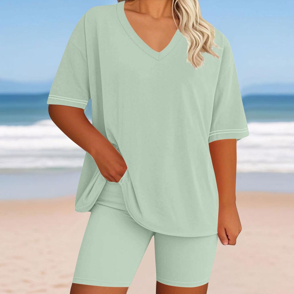 Women's Loose And Fashionable  Casual Short Sleeved Shorts Two-piece Set