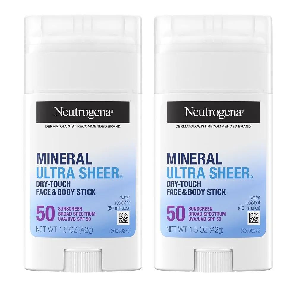 Neutrogena Mineral Ultra Sheer Sunscreen Stick SPF50 Neutrogena Mineral Ultra Sheer Sunscreen Stick 42g 2 Pieces