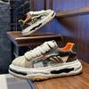 Leather cloth breathable color matching casual shoes comfortable and lightweight thick-soled Forrest Gump shoes