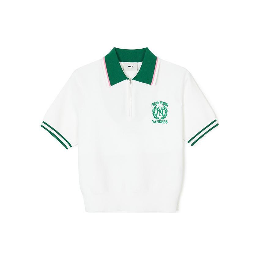 New MLB Preppy Style Collection New York Yankees Polo Shirt Women's Ivory 3FKPV0543-50IVS