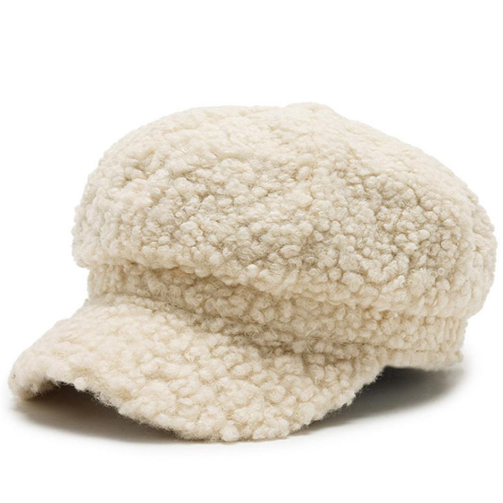 Fashion Lamb Wool Berets for Women Autumn Winter Painter Hat Octagonal Cap