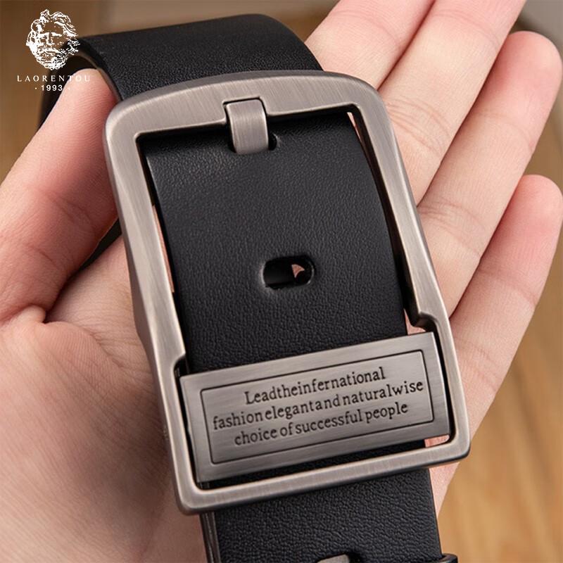 LAORENTOU Men s Retro Pin Buckle Leather Belt 120cm
