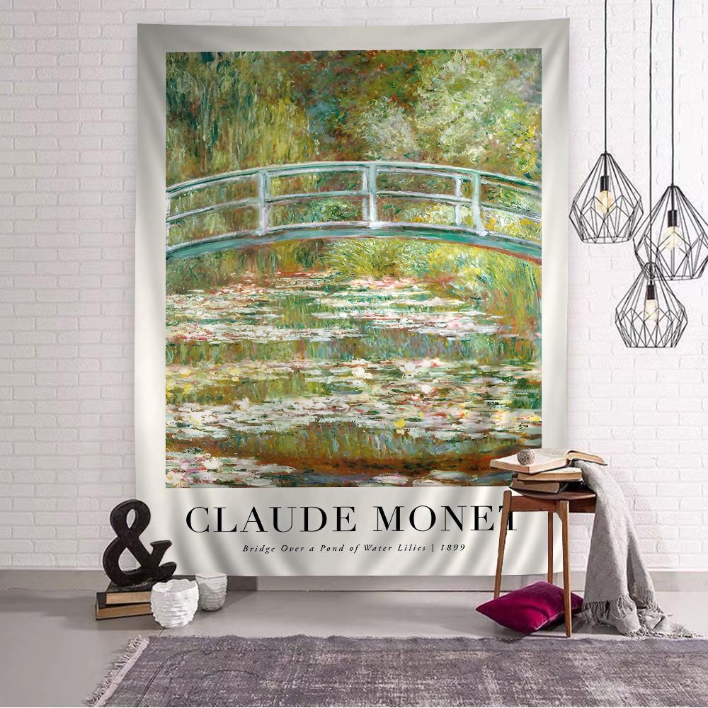 Impressionism Artist Claude Monet Chart Tapestry Bohemian Wall Tapestries Mandala Wall Art Decor