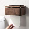 Solid wood bathroom tissue box No punching wall-mounted hand wipe carton Creative black walnut hanging pumping carton