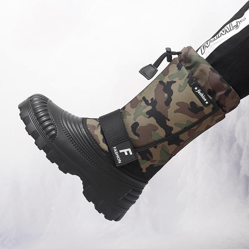 Men's Winter Warm Snow Boots Rubber Hiking Boots Outdoor Knee High Camouflage Duck Boots Waterproof  Plus Size