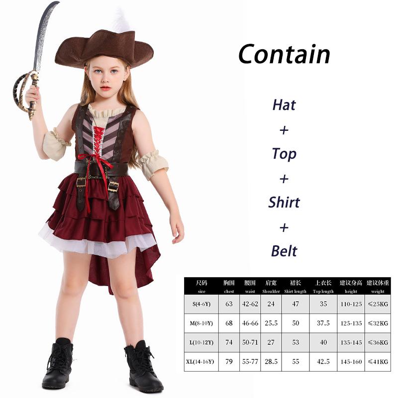 Meiteņu corsāru kapteiņa pirātu cosplay kostīms