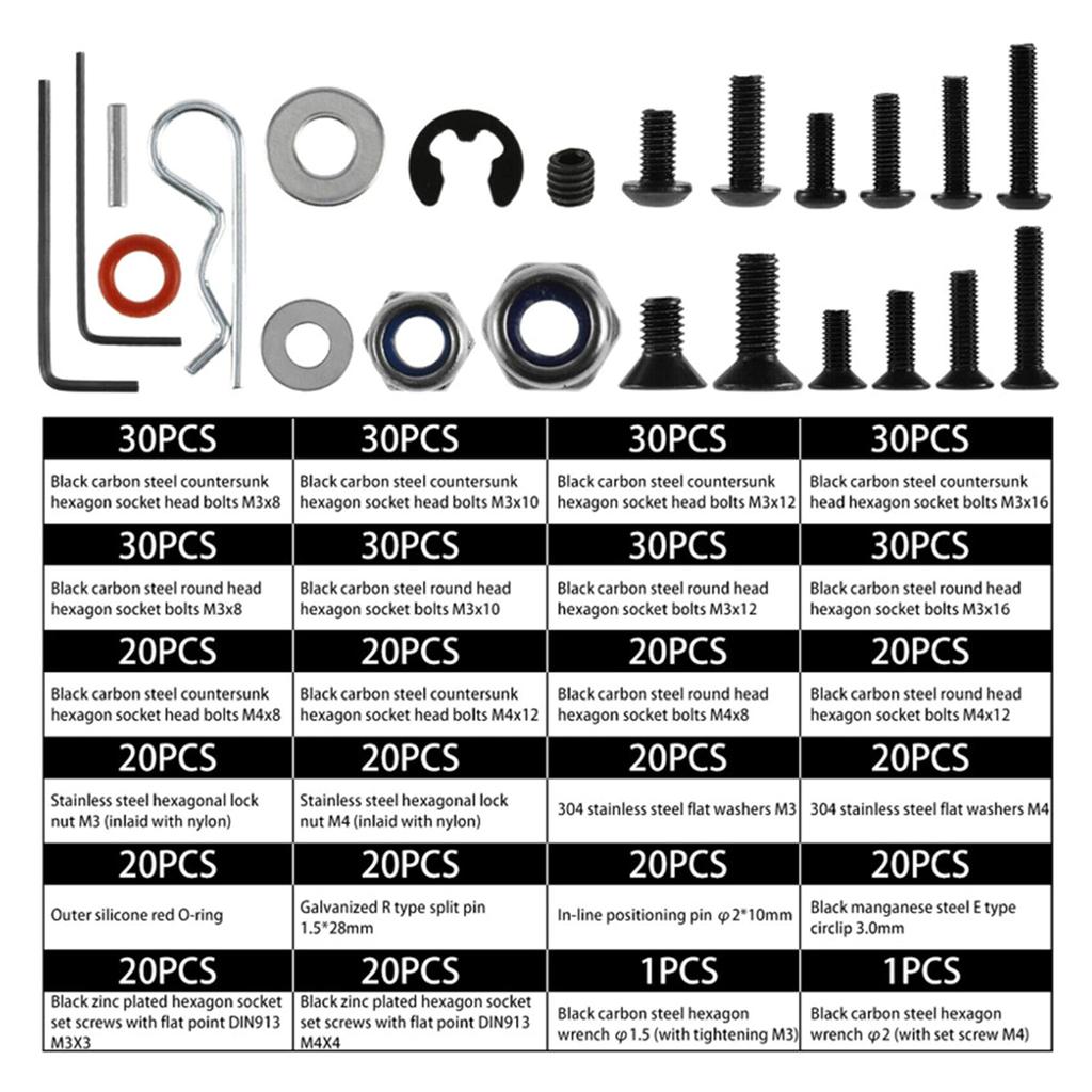Essential RC Car Screw Kit 520pcs Assortment Organized RC Car Screw Set for Trucks & Crawlers for 1/8 1/10 1/12 1/16