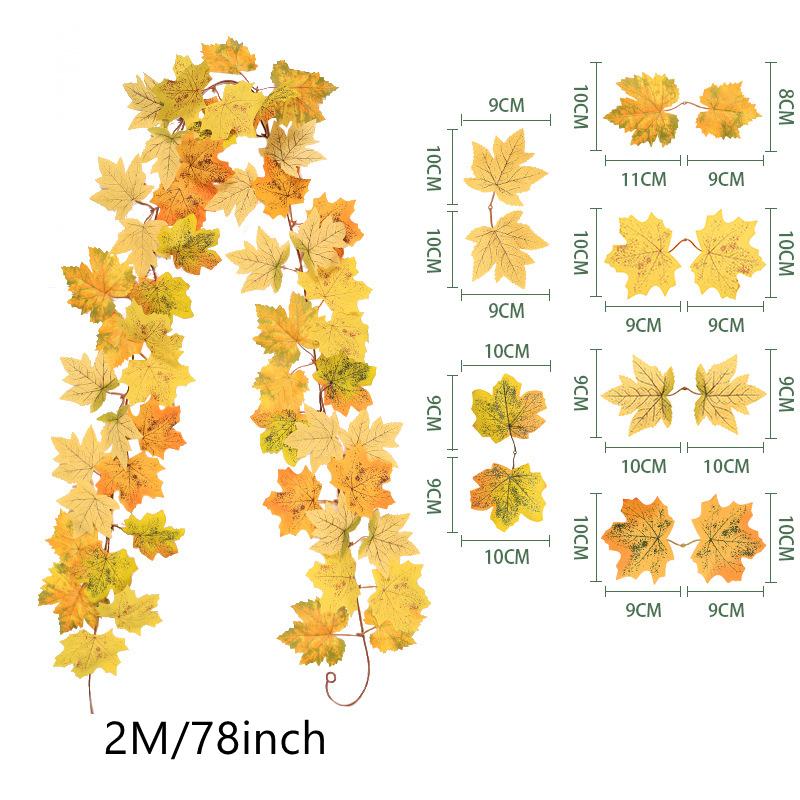Xiaomi 200CM Autumn Artificial Maple Leaf Wreath Fake Leaf Plant Vine Home Decor Garden Halloween Wall Outdoor Doors Windows Decoration