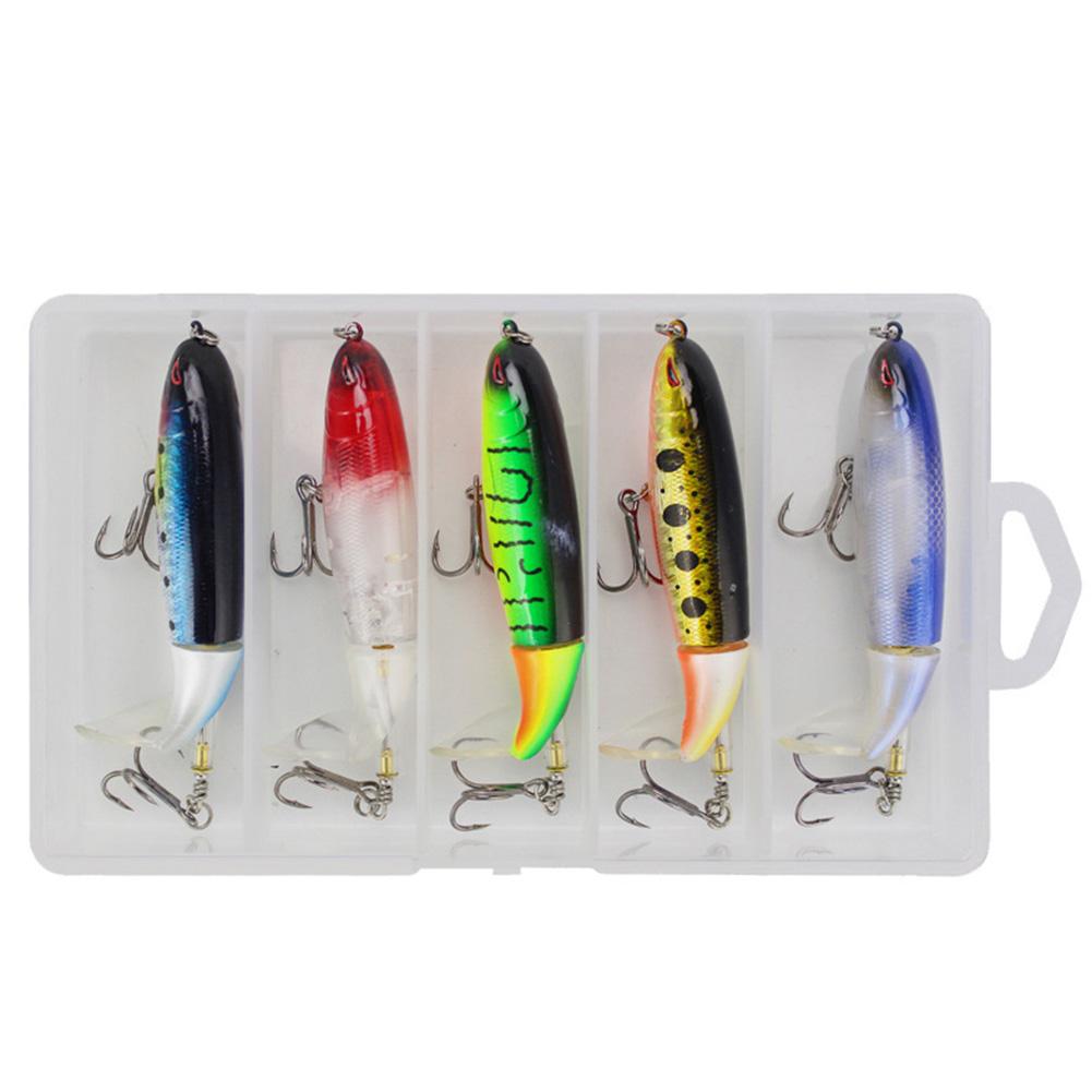 5pcs Whopper Popper Artificial Bait Rotating Tail Hard Plopper Fishing Bait Hard Bait for Bass Pike Chub Fishing Accessories