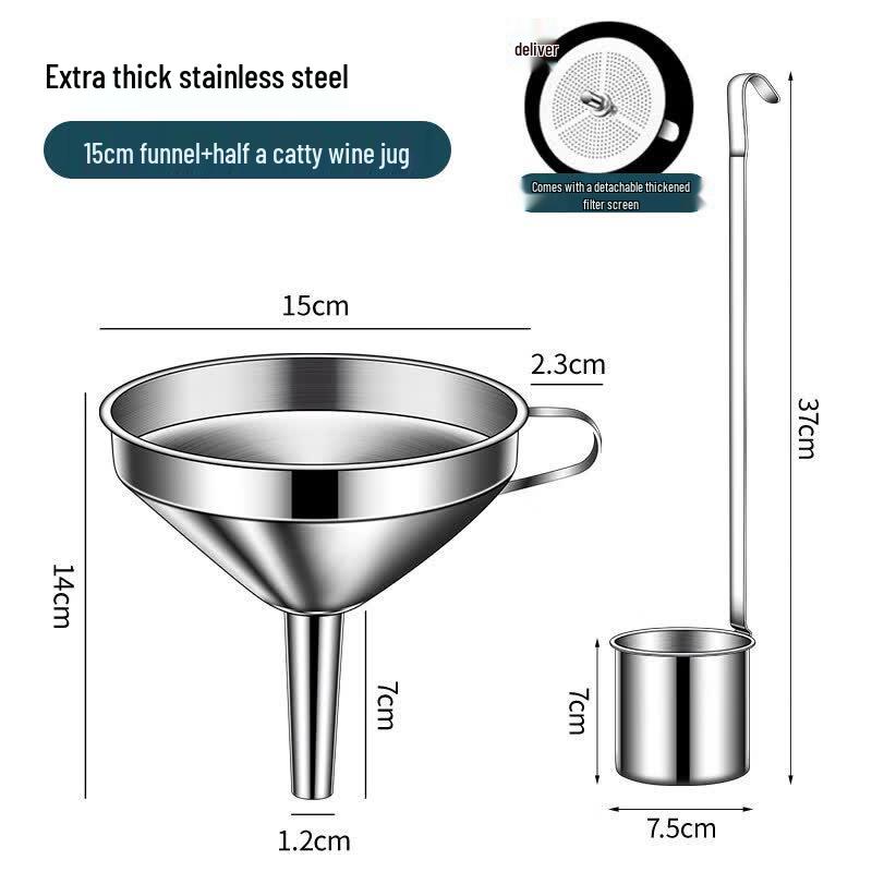 Ru Han Food Grade Stainless Steel Funnel & Wine Siphon Set