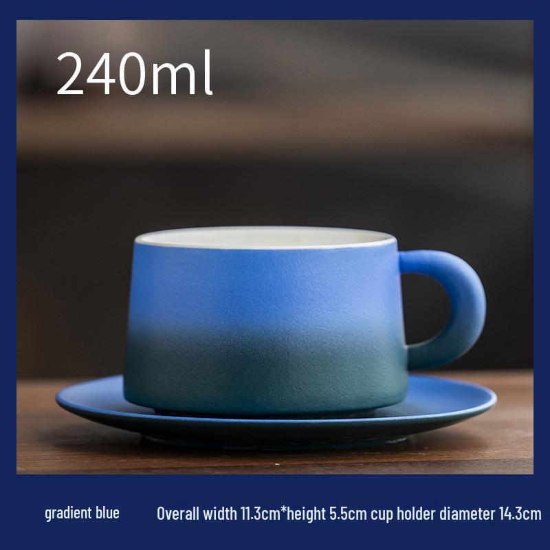 High-End Handmade Blue and Yellow Ceramic Coffee Cup & Saucer Set: Perfect for Housewarming, Weddings, or New Home Gifts