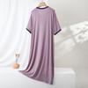 2026 Plus Size Color Block Short Sleeve Nightgown: Loose Casual Homewear Dress for Indoor & Outdoor Wear