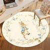 Easter Bunny Garland Round Rug Vintage Flower Rabbit Non-Slip Floor Mat Machine Washable Soft Area Rug for Living Room Bedroom