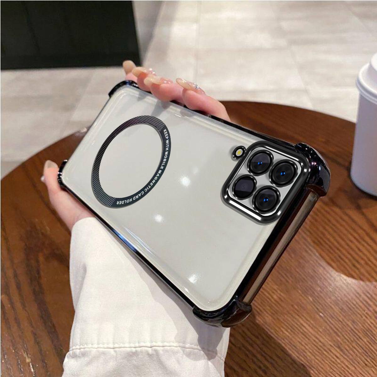 Case for Samsung Galaxy A22 4G,A12 Clear Magnetic Casing Electroplated Lens Frame Phone Cover Galaxy A22 4G