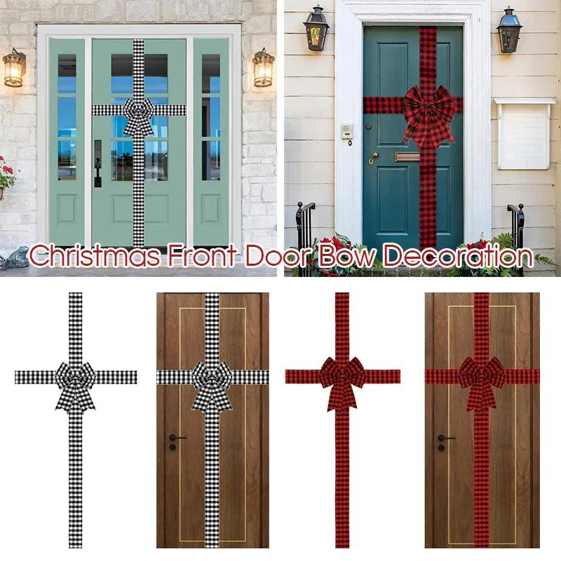 New Year Christmas Party Front Door Decor Christmas Front Door Decor Bow Ribbon Cabinet Decor Bowknot Xmas Ready Made Bow Home